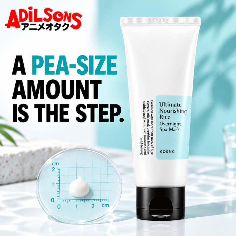 Adilsons creative for COSRX Ultimate Nourishing Rice Overnight Spa Mask 60ml — A PEA-SIZE AMOUNT IS THE STEP.