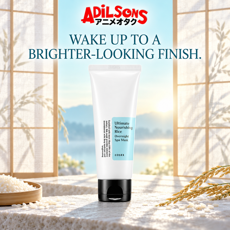 Adilsons creative for COSRX Ultimate Nourishing Rice Overnight Spa Mask 60ml — WAKE UP TO A BRIGHTER-LOOKING FINISH.