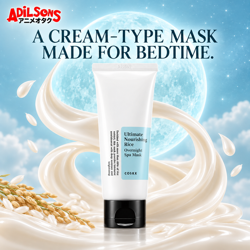 Adilsons creative for COSRX Ultimate Nourishing Rice Overnight Spa Mask 60ml — A CREAM-TYPE MASK MADE FOR BEDTIME.