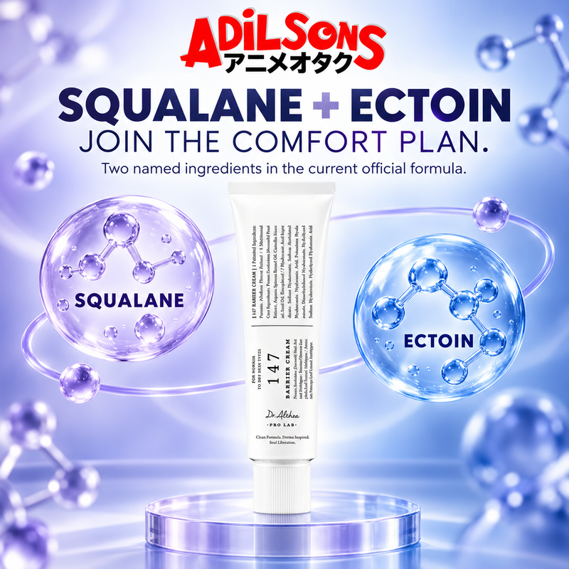 Dr.Althea 147 Barrier Cream 50ml ad: SQUALANE + ECTOIN JOIN THE COMFORT PLAN.