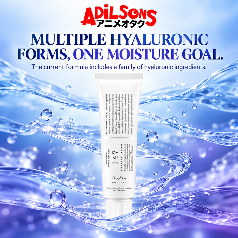 Dr.Althea 147 Barrier Cream 50ml ad: MULTIPLE HYALURONIC FORMS, ONE MOISTURE GOAL.