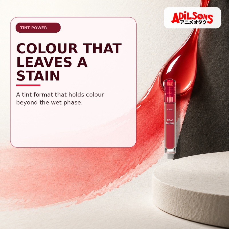 Adilsons Beauty creative for ETUDE Dear Darling Water Gel Tint #08 Water Melon Red 5g — Staining colour format.