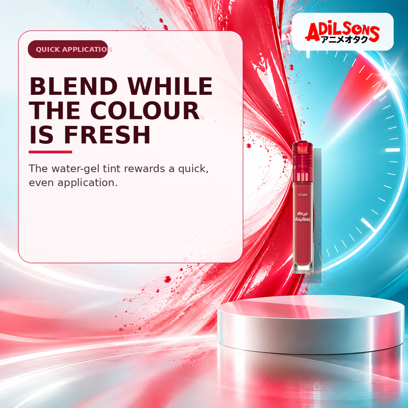 Adilsons Beauty creative for ETUDE Dear Darling Water Gel Tint #08 Water Melon Red 5g — Quick blending window.