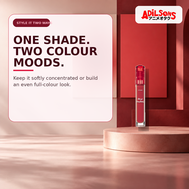 Adilsons Beauty creative for ETUDE Dear Darling Water Gel Tint #08 Water Melon Red 5g — Gradient or full-colour styling.