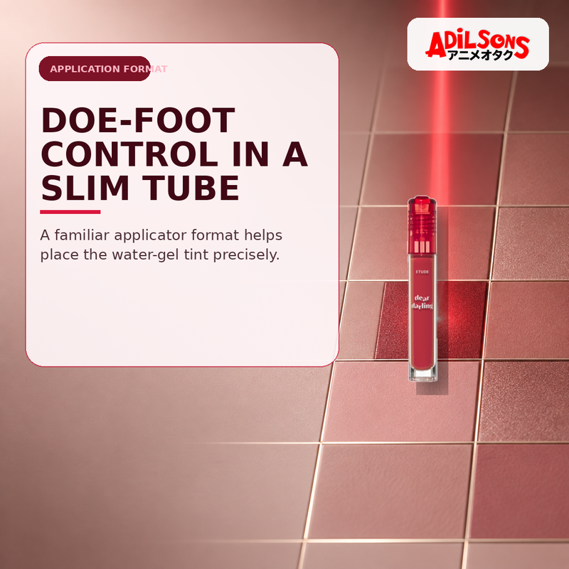 Adilsons Beauty creative for ETUDE Dear Darling Water Gel Tint #08 Water Melon Red 5g — Doe-foot application control.