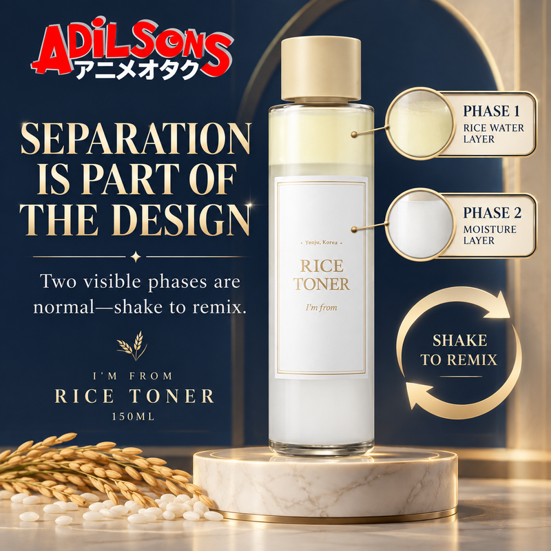 Adilsons Beauty I'm From Rice Toner 150ml ad: SEPARATION IS PART OF THE DESIGN / Two visible phases are normal—shake to remix.