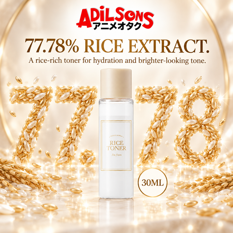 77.78% rice extract toner in the exact 30 ml mini bottle