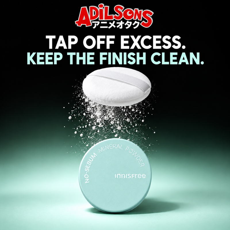 Adilsons creative for INNISFREE No-Sebum Mineral Powder 5g — TAP OFF EXCESS. KEEP THE FINISH CLEAN.