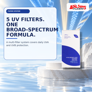 Adilsons Beauty creative for IsNtree Hyaluronic Acid Watery Sun Gel twin pack — Five-filter system.