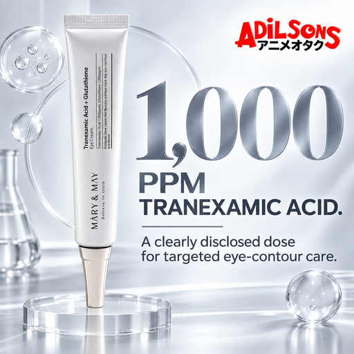 MARY&MAY Tranexamic Acid + Glutathione Eye Cream creative: 1,000PPM TRANEXAMIC ACID.