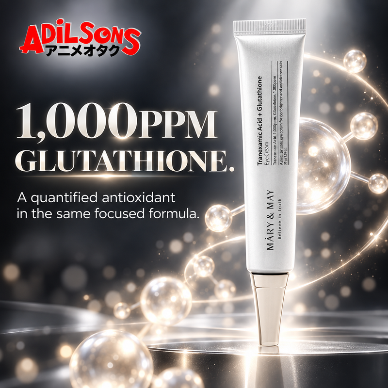 MARY&MAY Tranexamic Acid + Glutathione Eye Cream creative: 1,000PPM GLUTATHIONE.