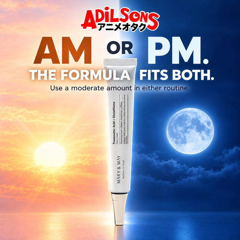 MARY&MAY Tranexamic Acid + Glutathione Eye Cream creative: AM OR PM. THE FORMULA FITS BOTH.