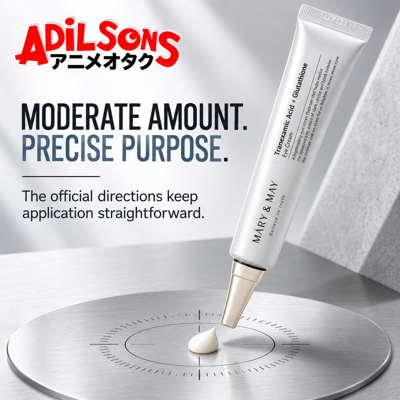 MARY&MAY Tranexamic Acid + Glutathione Eye Cream creative: MODERATE AMOUNT. PRECISE PURPOSE.