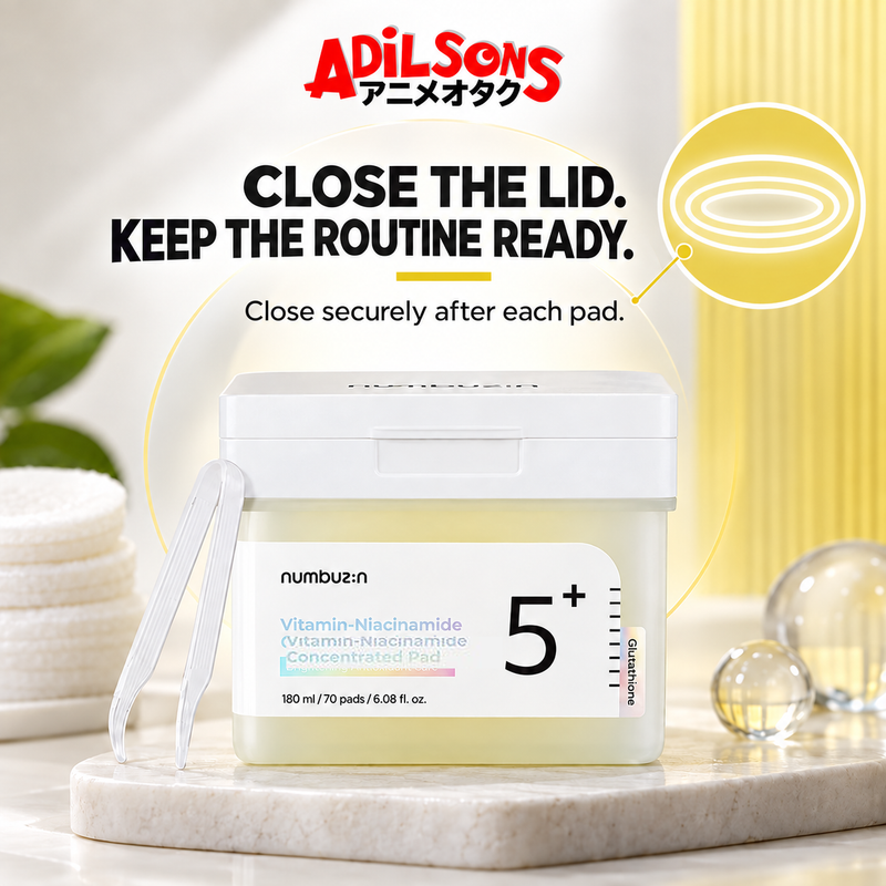 NUMBUZIN No.5 Vitamin-Niacinamide Concentrated Pad in a secure-lid seal reminder