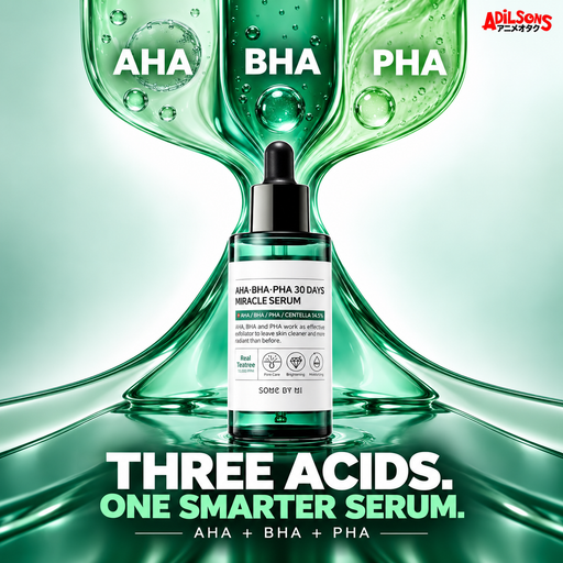 Adilsons Beauty creative for SOME BY MI AHA BHA PHA 30 Days Miracle Serum: Consolidates three exfoliating acid types in one serum