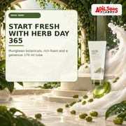 Adilsons Beauty creative for The Face Shop Herb Day 365 Mungbean Foaming Cleanser 170ml — Hero fresh-start purchase.