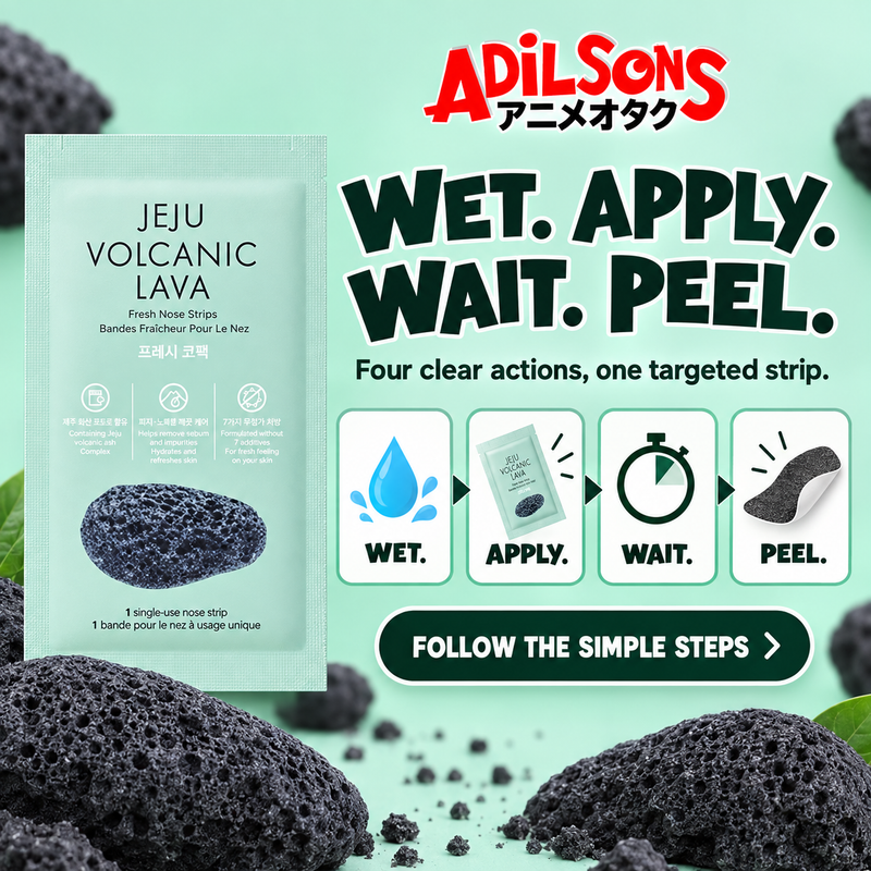 Adilsons creative for The Face Shop Jeju Volcanic Lava Fresh Nose Strips 7ea — WET. APPLY. WAIT. PEEL.