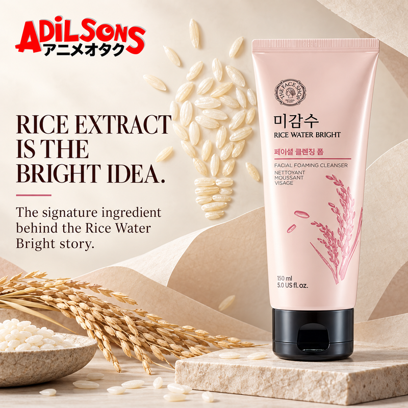 THE FACE SHOP Rice Water Bright Facial Foaming Cleanser 150ml creative: RICE EXTRACT IS THE BRIGHT IDEA.