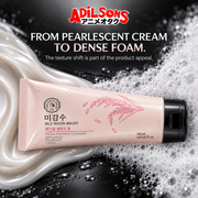 THE FACE SHOP Rice Water Bright Facial Foaming Cleanser 150ml creative: FROM PEARLESCENT CREAM TO DENSE FOAM.