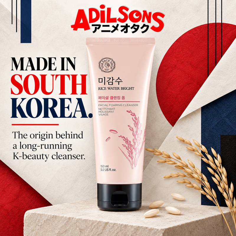 THE FACE SHOP Rice Water Bright Facial Foaming Cleanser 150ml creative: MADE IN SOUTH KOREA.