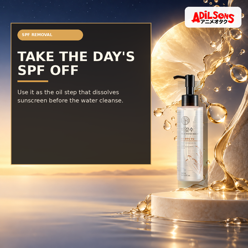 Rice Water Bright Rich Cleansing Oil with a dissolving sun-film concept.