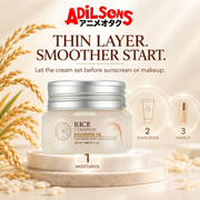 The Face Shop Rice & Ceramide Moisturizing Cream 50 ml in a three-stage makeup-prep map