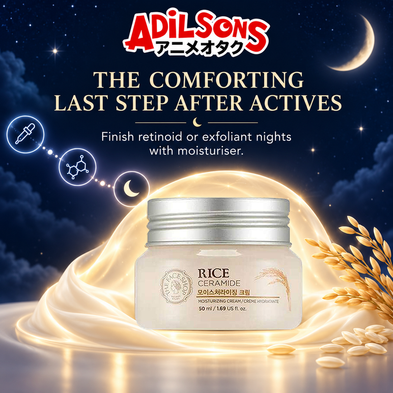 The Face Shop Rice & Ceramide Moisturizing Cream 50 ml in a nighttime active route