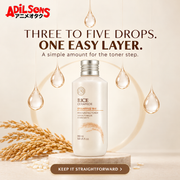 Adilsons creative for The Face Shop Rice & Ceramide Moisturizing Toner 150ml — THREE TO FIVE DROPS. ONE EASY LAYER.