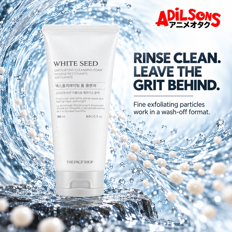 Adilsons creative for THE FACE SHOP White Seed Exfoliating Cleansing Foam 150ML — RINSE CLEAN. LEAVE THE GRIT BEHIND.