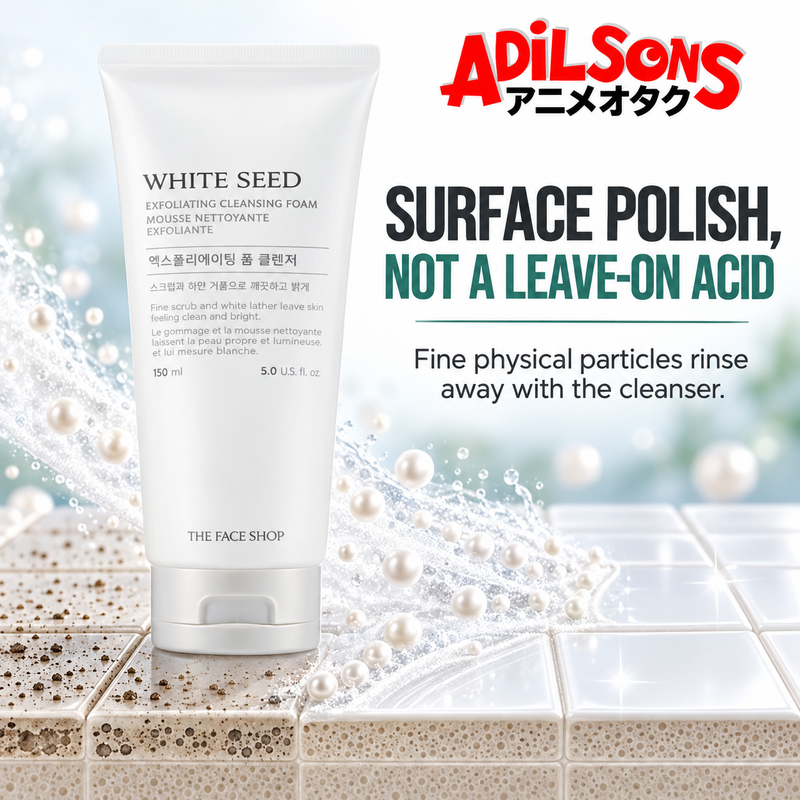 Adilsons creative for THE FACE SHOP White Seed Exfoliating Cleansing Foam 150ML — SURFACE POLISH, NOT A LEAVE-ON ACID