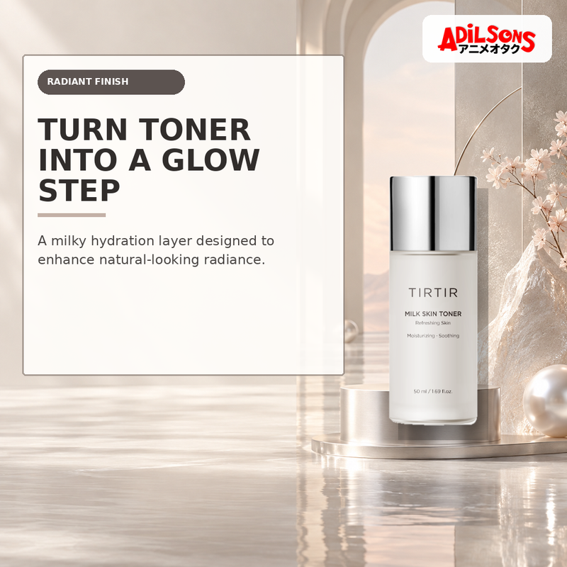 Adilsons Beauty creative for TIRTIR Milk Skin Toner 50ml — Radiant glow.