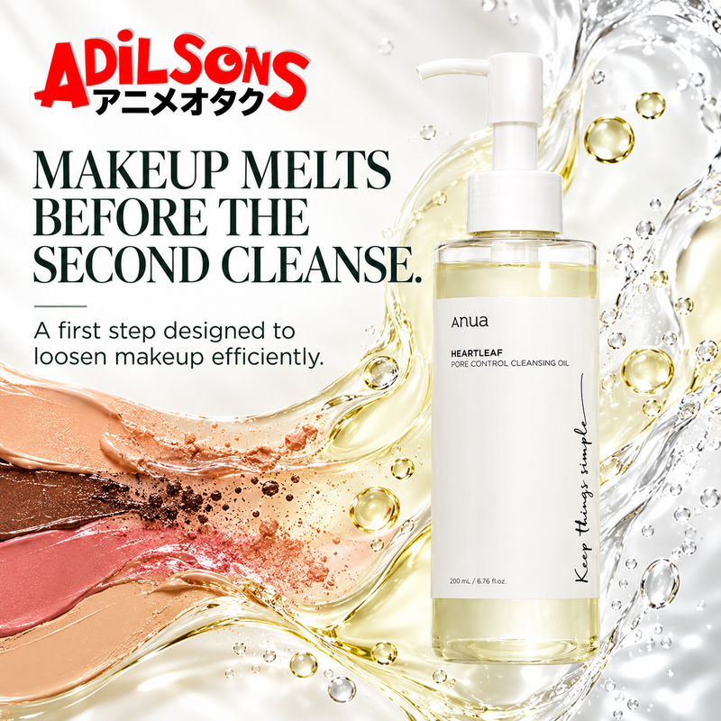 Anua Heartleaf Pore Control Cleansing Oil 200ml creative: MAKEUP MELTS BEFORE THE SECOND CLEANSE.