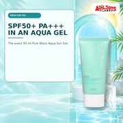 Adilsons Beauty creative for A'pieu Pure Block Aqua Sun Gel SPF50+ PA+++ 50ml — Exact product and rating.