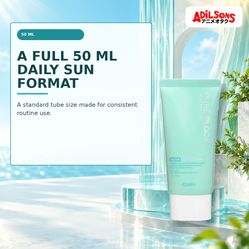 Adilsons Beauty creative for A'pieu Pure Block Aqua Sun Gel SPF50+ PA+++ 50ml — 50ml size.