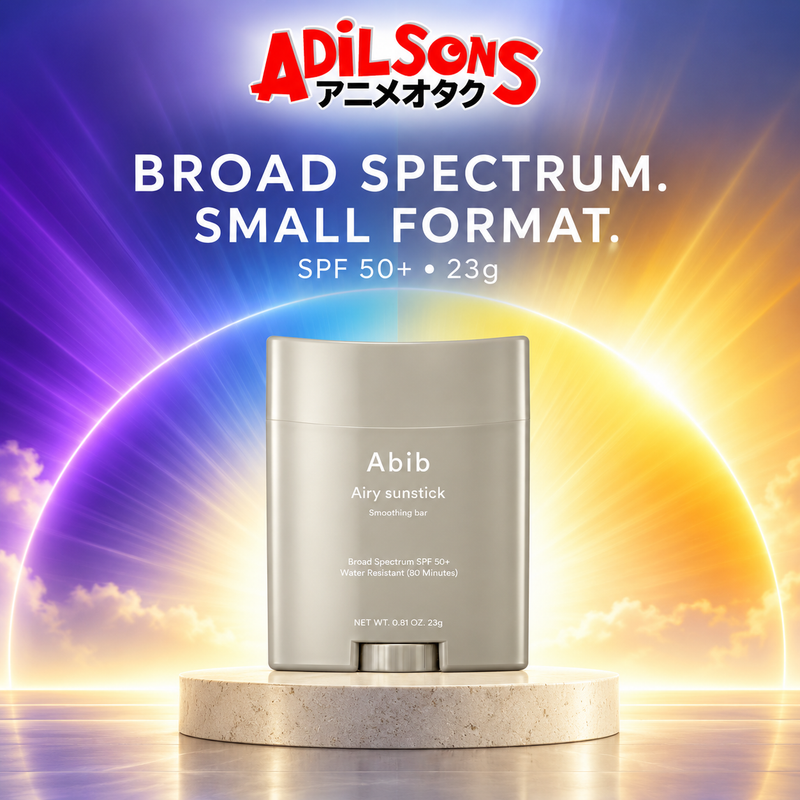 Adilsons Beauty creative for Abib Airy Sunstick Smoothing Bar 23g: Broad Spectrum. Small Format..