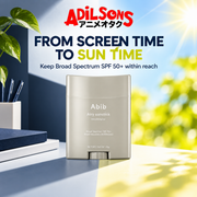 Adilsons Beauty creative for Abib Airy Sunstick Smoothing Bar 23g: From Screen Time to Sun Time.