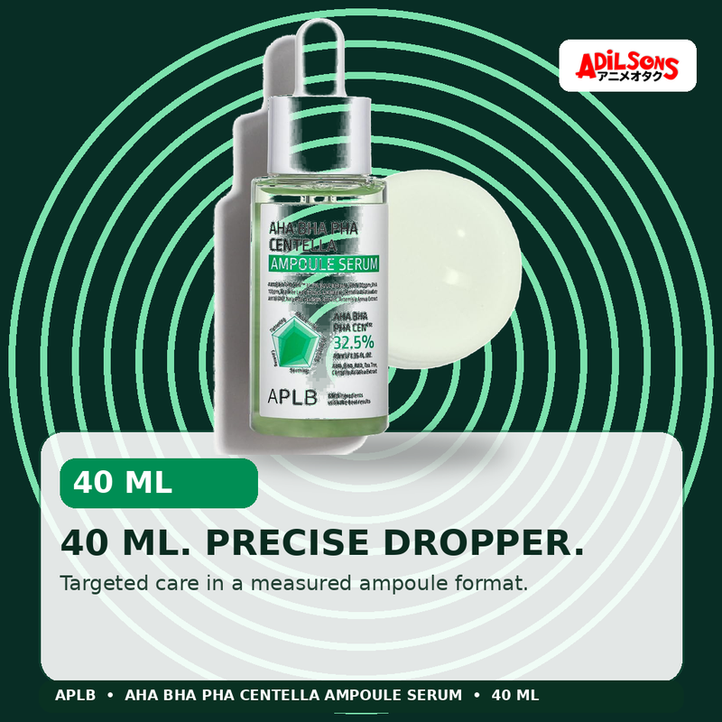 APLB AHA BHA PHA Centella Ampoule Serum 40ml — 40 Ml. Precise Dropper. — Adilsons