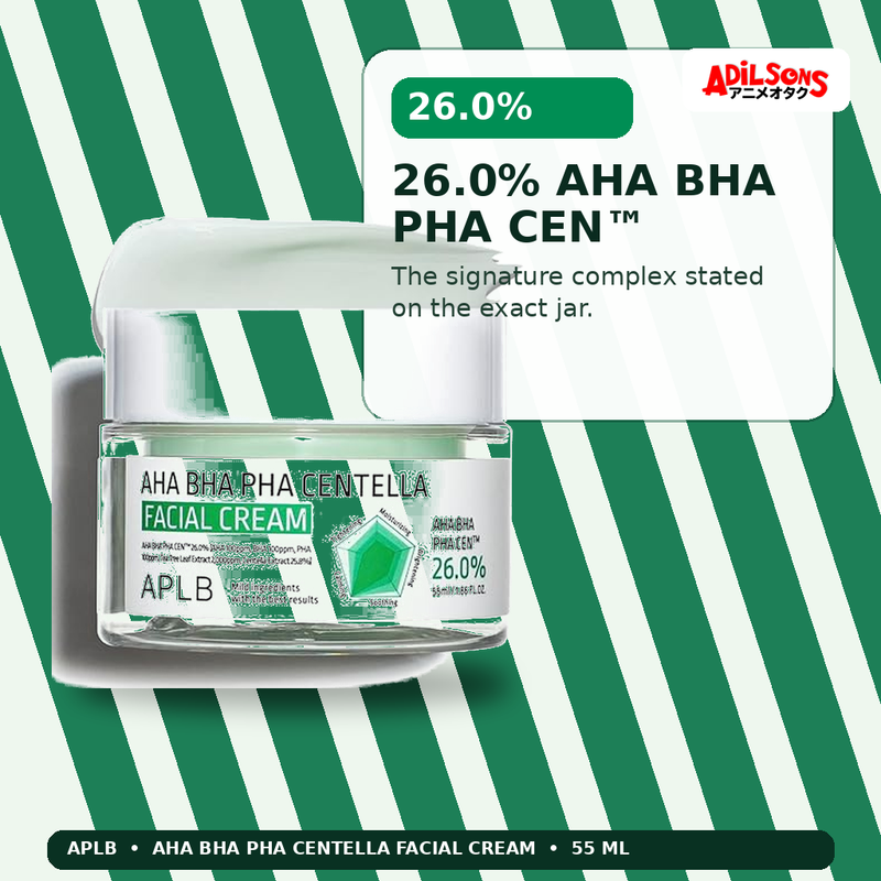 APLB AHA BHA PHA Centella Facial Cream 55ml — 26.0% Aha Bha Pha Cen™ — Adilsons