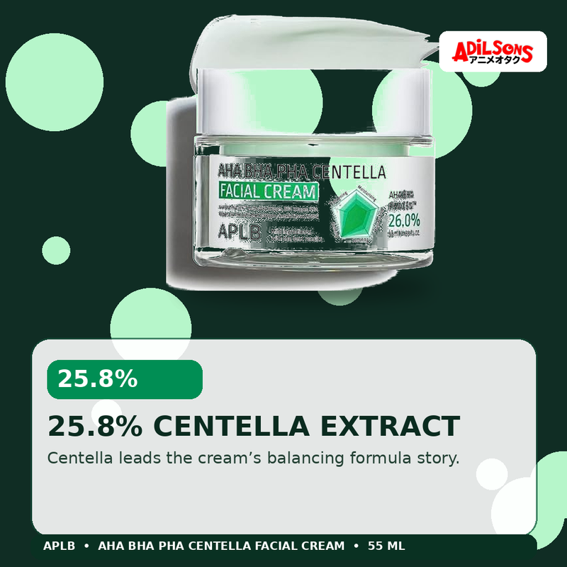 APLB AHA BHA PHA Centella Facial Cream 55ml — 25.8% Centella Extract — Adilsons