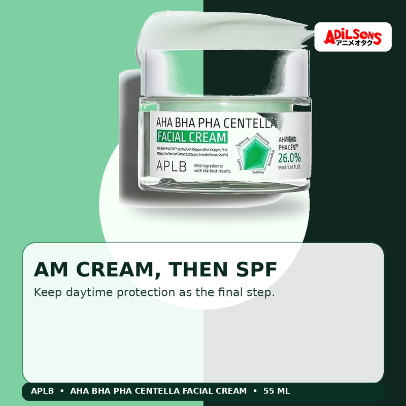 APLB AHA BHA PHA Centella Facial Cream 55ml — Am Cream, Then Spf — Adilsons