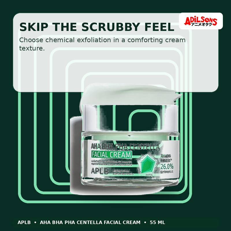 APLB AHA BHA PHA Centella Facial Cream 55ml — Skip The Scrubby Feel — Adilsons