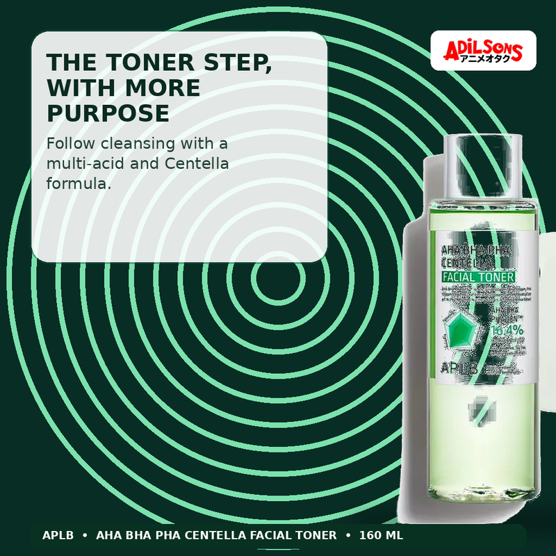 APLB AHA BHA PHA Centella Facial Toner 160ml — The Toner Step, With More Purpose — Adilsons