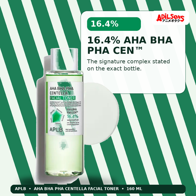 APLB AHA BHA PHA Centella Facial Toner 160ml — 16.4% Aha Bha Pha Cen™ — Adilsons