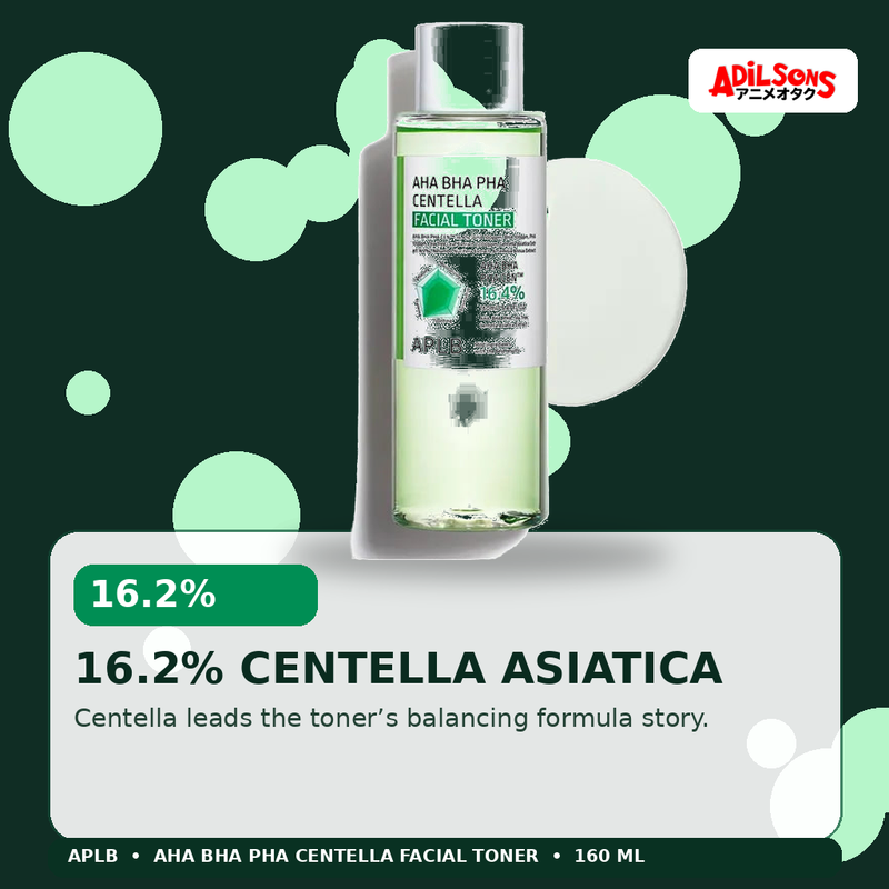 APLB AHA BHA PHA Centella Facial Toner 160ml — 16.2% Centella Asiatica — Adilsons