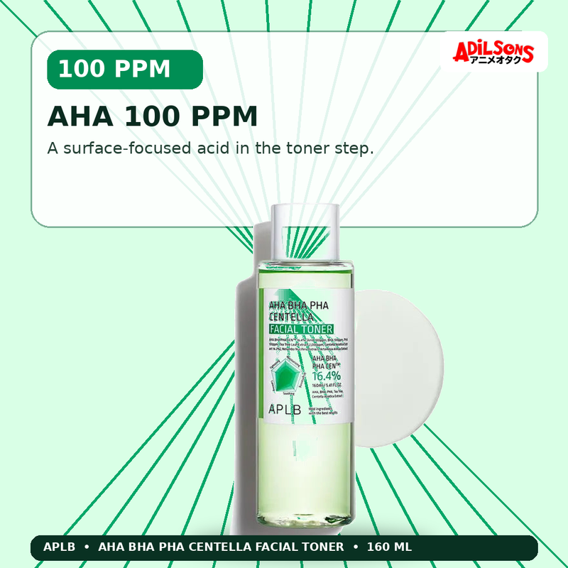 APLB AHA BHA PHA Centella Facial Toner 160ml — Aha 100 Ppm — Adilsons