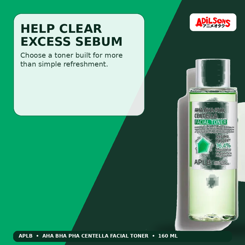 APLB AHA BHA PHA Centella Facial Toner 160ml — Help Clear Excess Sebum — Adilsons