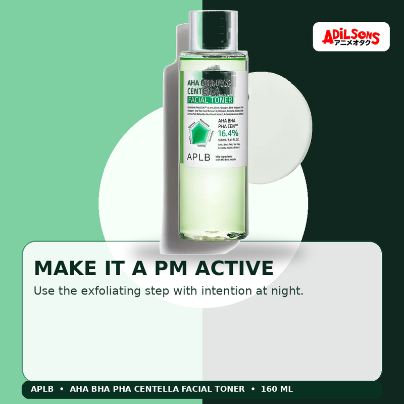 APLB AHA BHA PHA Centella Facial Toner 160ml — Make It A Pm Active — Adilsons