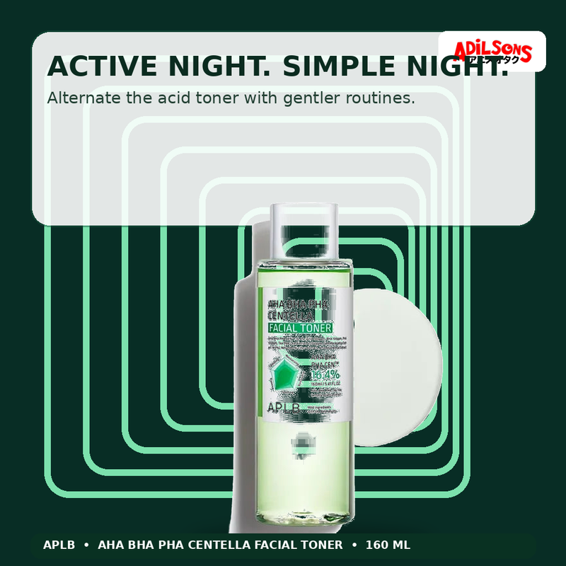 APLB AHA BHA PHA Centella Facial Toner 160ml — Active Night. Simple Night. — Adilsons