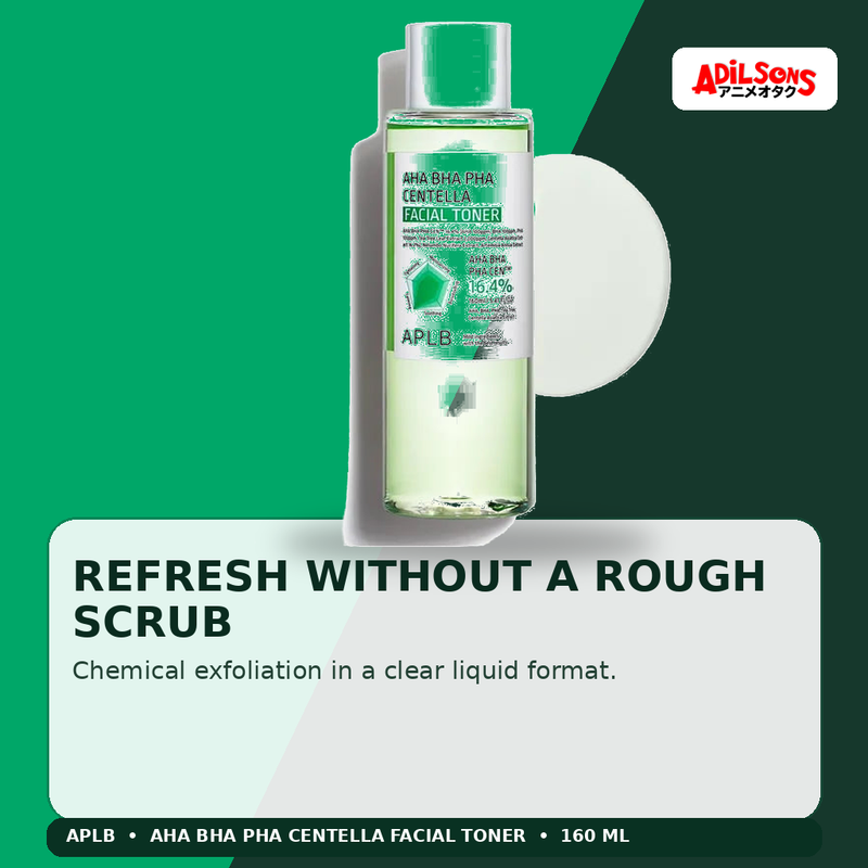 APLB AHA BHA PHA Centella Facial Toner 160ml — Refresh Without A Rough Scrub — Adilsons