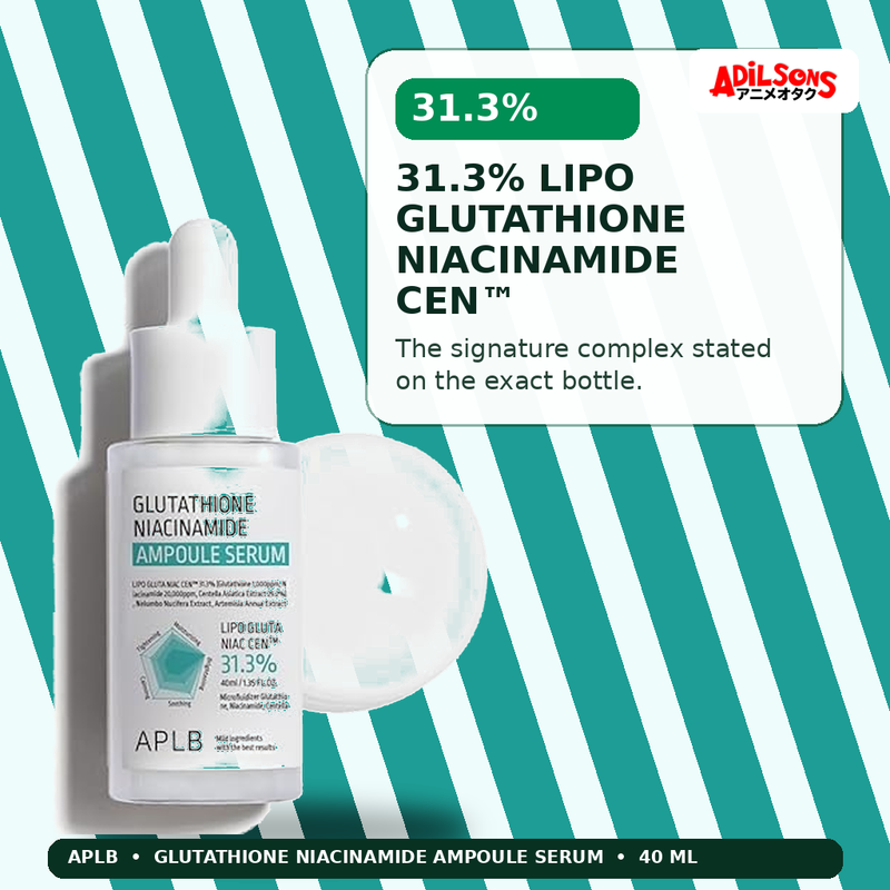 APLB Glutathione Niacinamide Ampoule Serum 40ml — 31.3% Lipo Glutathione Niacinamide Cen™ — Adilsons